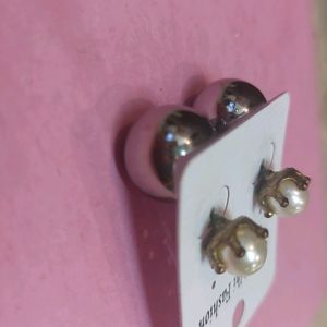 Stylish Black N White Pearl Studs For Girls