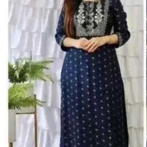 Navy Blue Embroidery Kurta Set