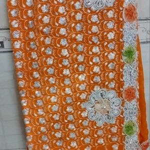 Orange Heavy Work Saree