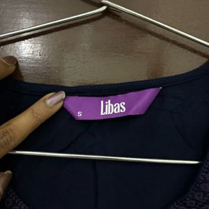 Libas Blue Embroidered Rayon Kurta