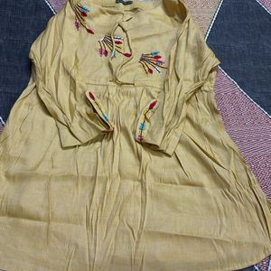 Gold Embroidered Kurti Top