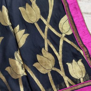 Pure Georgette Saree With Lace Border