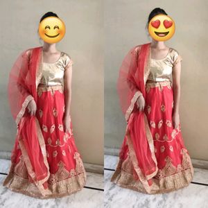 Net Embroidered Lehenga With Choli & Duptta