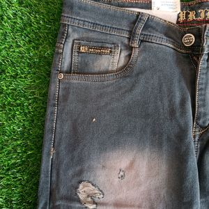 Men's Grey Denim Jeans For Party