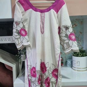 Women/Girl Straight Kurti with Emproidrey