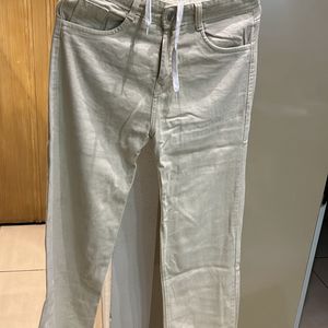 Straight Cut Cream Jeans