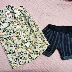 Cute Baby Floral Shirt And Trouser Set💙