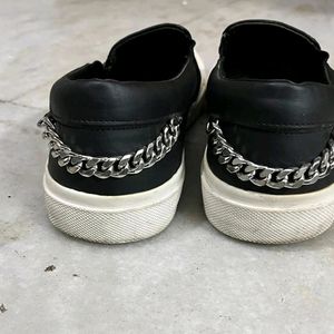 ZARA BLACK WHITE SLIP ON SNEAKERS UK 8