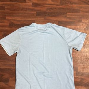 Men Casual Cyan Famous Round Neck T-shirt