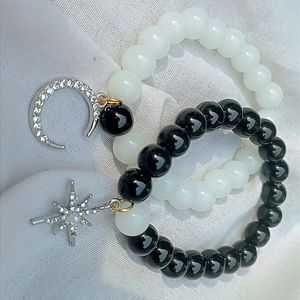 160 For Both Moon&star Pair Black&white Bracelate