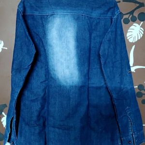 Men Navy Blue Denim Shirt