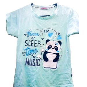 Cute Mint Panda Music T-Shirt - Size Small (30)