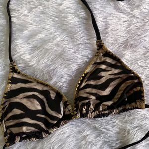 Leopard Print Tassel Beautiful Bikini Top