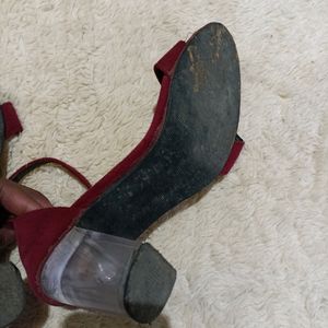 Maroon Block Heel