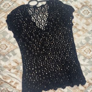 Black  Hot Crochet Beach Tunic