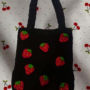 Crochet Black Strawberry Bag 🍓🎀