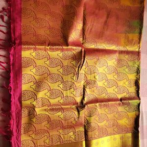 Wedding Cotton Silk Saree With Stitched Blouse