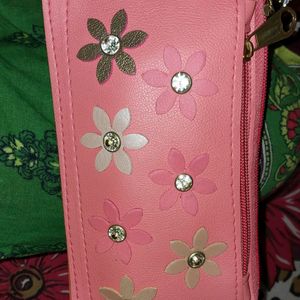 Peach Diamond Floral Wallet