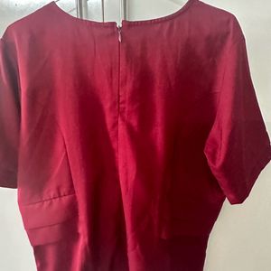 L Size Marie Claire Sleek 3/4th Sleeve red Top