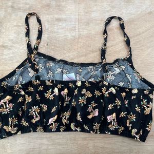 Black Printed Crop Top