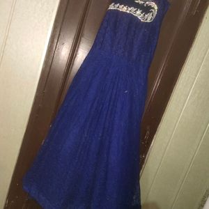 Very Pretty Blue Barbie Gown Net + Embroidary