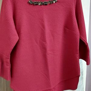 Textured Maroon Top