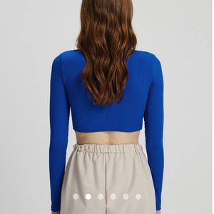 Blue Square Neck Crop Top