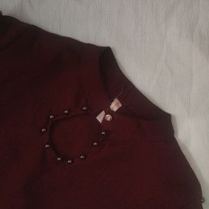 Maroon Korean Crop Top