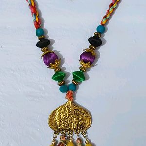 Women Gold Toned Handcrafted Multicolour Necklace