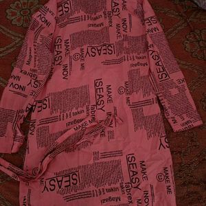 Trendy Newspaper Print Shirt Dress