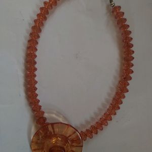 Orange Glass Beads Necklace Set