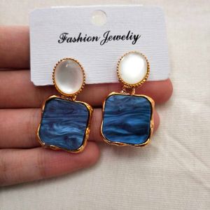 Blue Marble Earrings