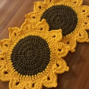 Sunflower Crochet Coasters