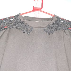 Black  Full Sleve Top With Crochet Work