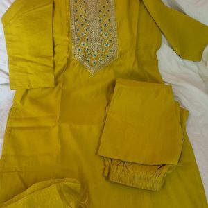 Roman Silk Lime Green Suit With Seq Dupatta