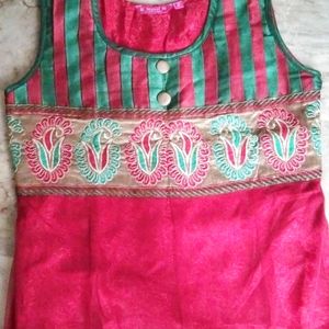 Brand New Ethnic Embroidery Red Net Kurti Dress