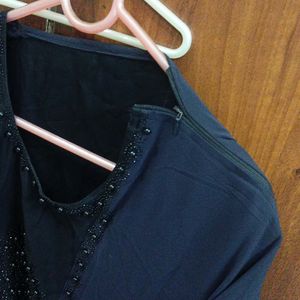 Modesty Navy Blue And Black Kaftan Abaya