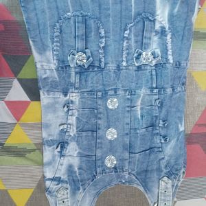 Blue And White Combination Jeans Fabric Top