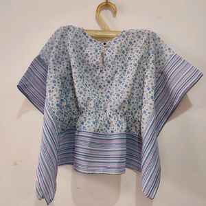 Blue Kaftan Top For Girl Kid