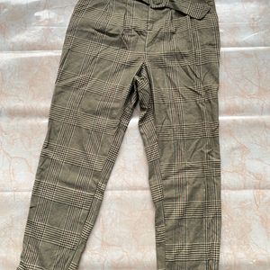 FUSCOUS GREEN AND BISTRE BROWN PLAID PANT