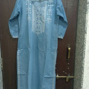 Denim Straight Kurta For Women