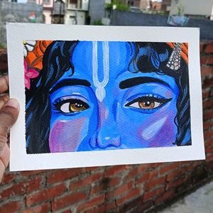 KRISHNA EYES ACRYLIC COLOUR PAINTING A5 SIZE