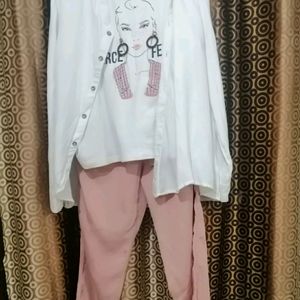 Co-ord Set White And Pink