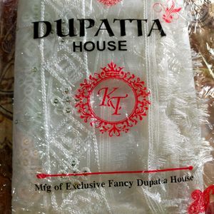 White Net Work Dupatta