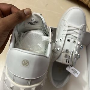 Women Valentino Rock Studded White Sneakers