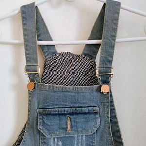 Light Blue Denim Dungaree With Detachable Straps