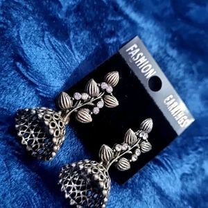 Oxidized Plated Jhumki Earrings