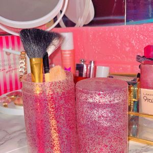 Glitter Pink Makeup Brush Holder🎀🩷