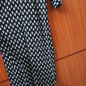 Black Kurta With White Prints