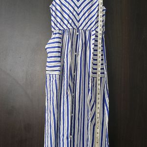 White and blue stripes dress for 11-12 year girl